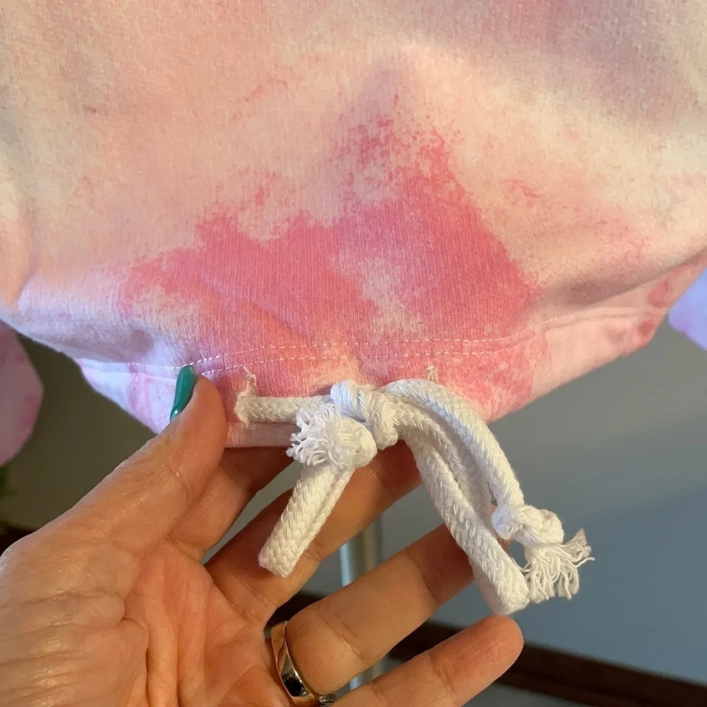 women’s pet dog pink TIE DYE crop sweatshirt WEEKENDS ARE FOR MY DOG L cotton